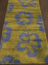 Ковер длинноворсовый зеленый SHAGGY ULTRA s605 GREEN-BLUE